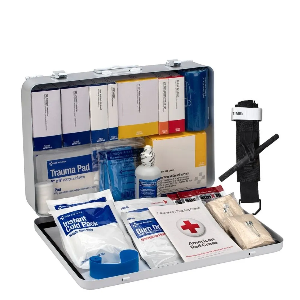 First Aid Only 91351 50 Person Contractor 2021 ANSI B  First Aid Kit, Metal Case