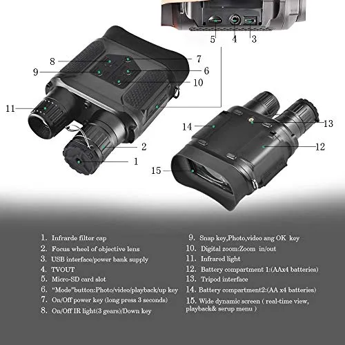 Night Vision Binoculars Hunting Binoculars - Can Take Day or Night IR Photos & Video from 400m/1300ft