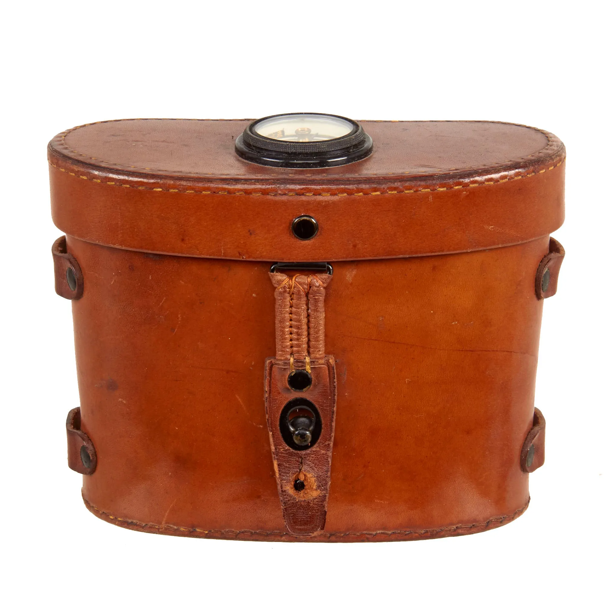 Original U.S. WWI Era Army Signal Corps Binoculars by Bausch & Lomb with Compass Equipped Leather Case