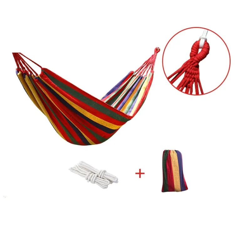 Thick Canvas Hammock Field Rollover Prevention Outdoor  Hammock Swing 260x100 No Stick (Blue Stripes)